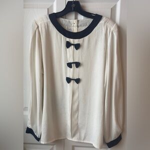 Vintage Laura & Jayne Cream Blouse with charming bow details Size 14